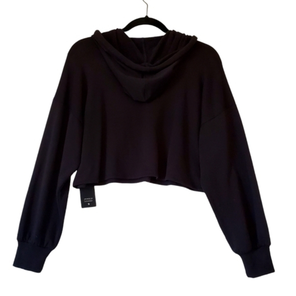Lanston Sport Pullover Black Cropped Soft Hoodie Size Medium NWT - Picture 2 of 9